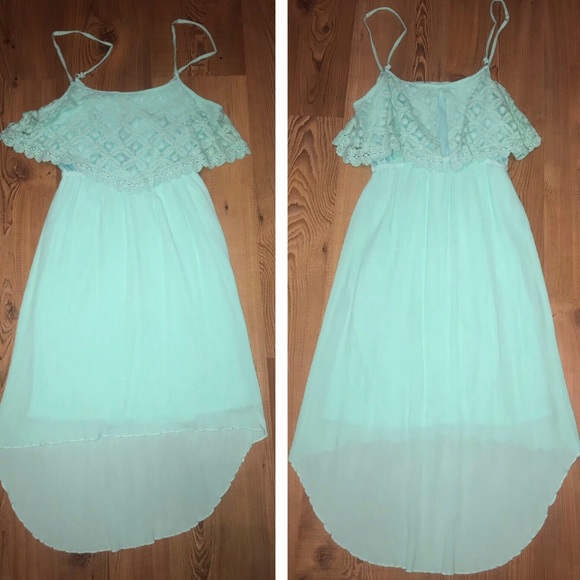 TURQUOISE / RUFFLED HIGH LOW SUNDRESS - Picture 1 of 8